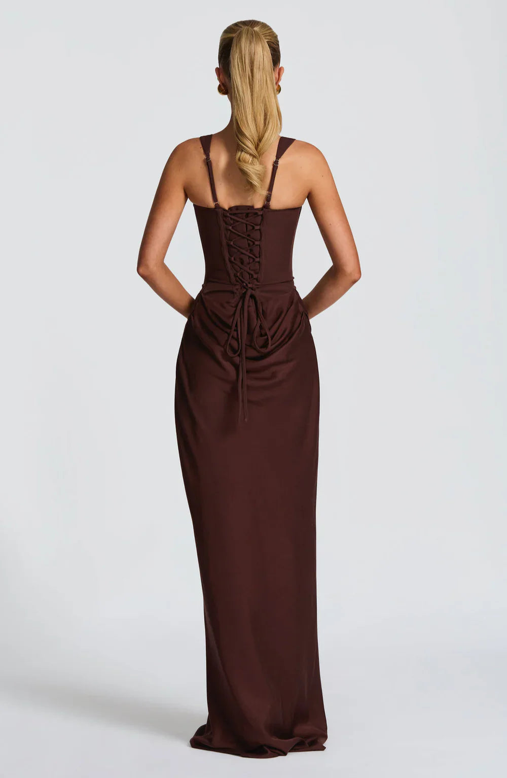 Women's Draped Satin Maxi Gown