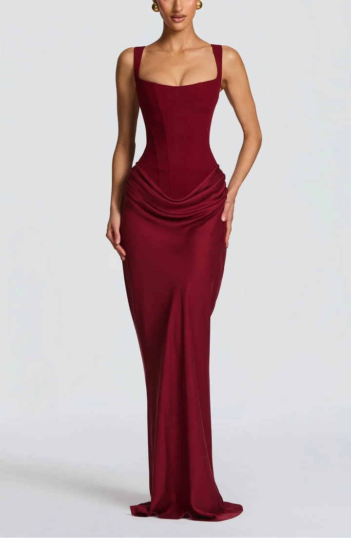 Women's Draped Satin Maxi Gown
