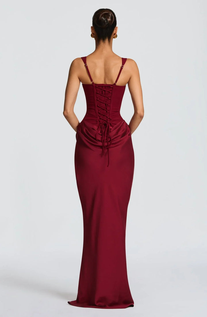 Women's Draped Satin Maxi Gown