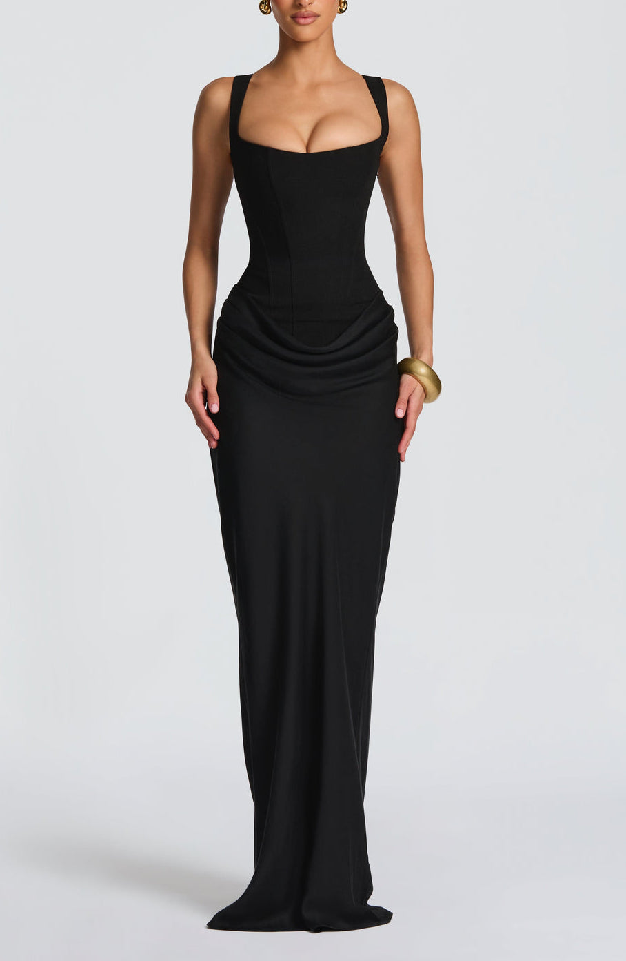 Women's Draped Satin Maxi Gown