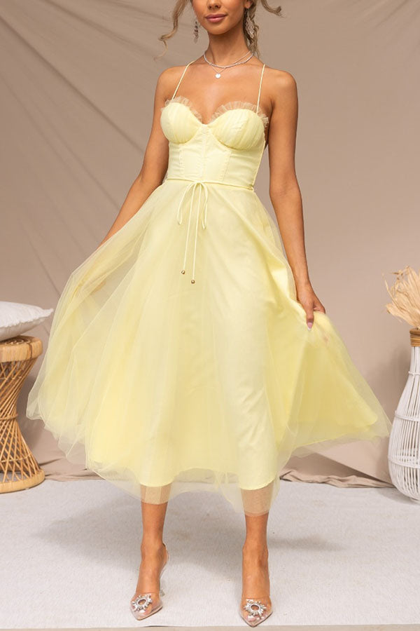 Women's Corset Tulle Midi Dress