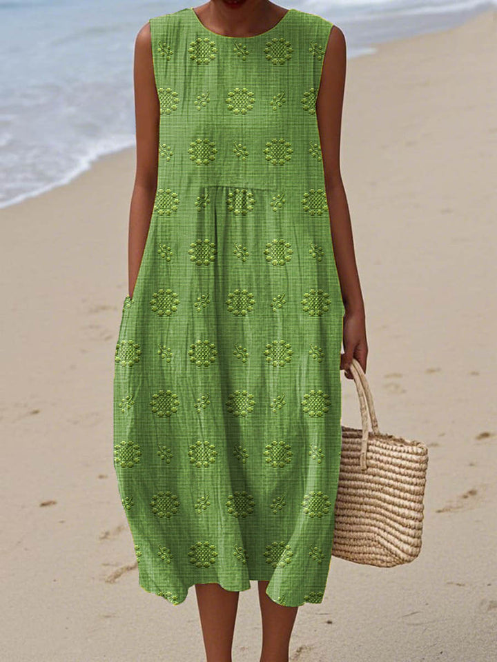 Women's Sleeveless Midi Dress with Pockets