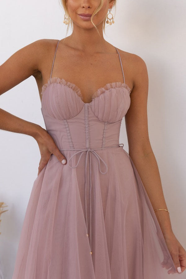 Women's Corset Tulle Midi Dress
