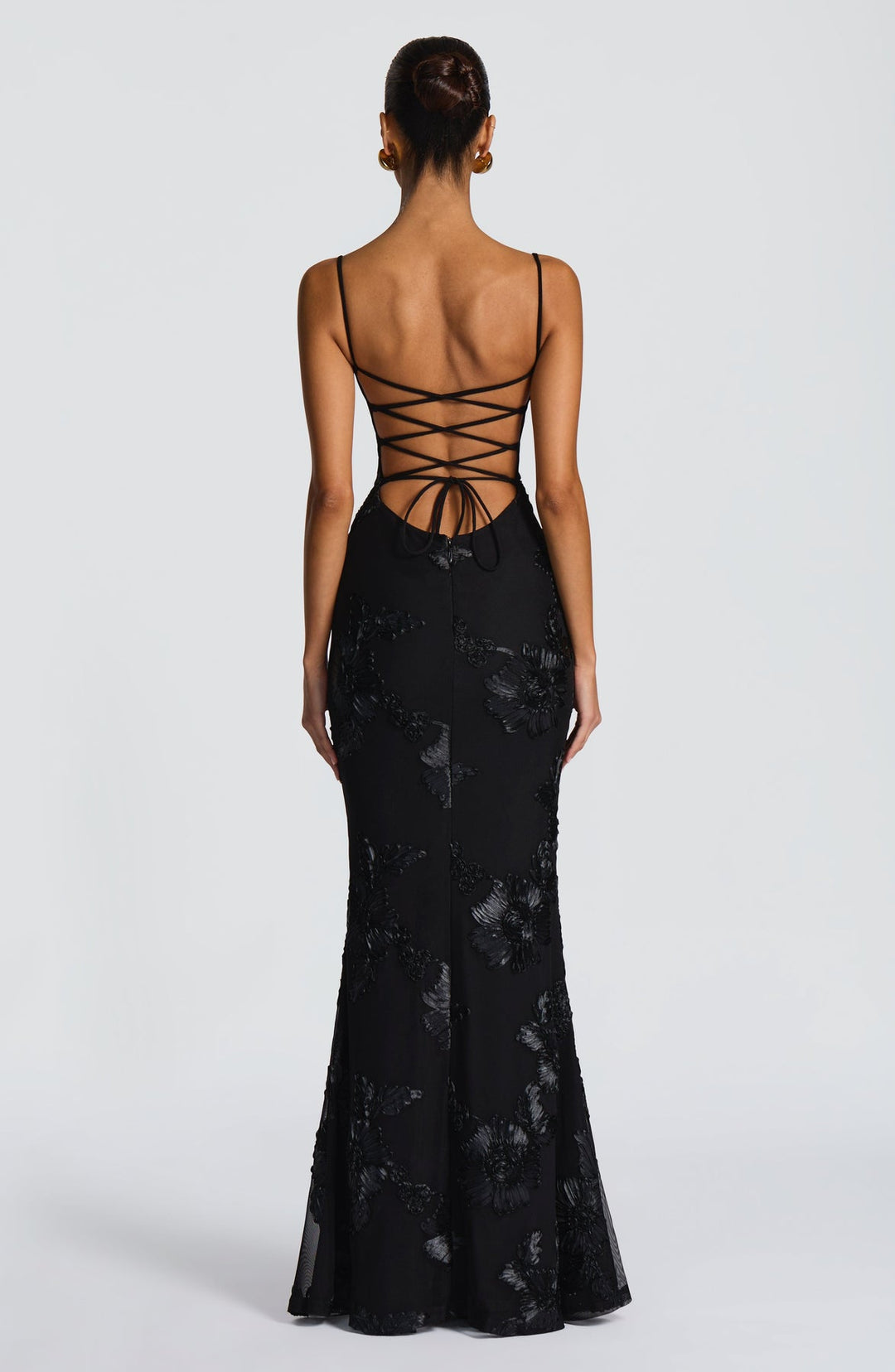 Women's Floral Appliqué Corset Maxi Dress