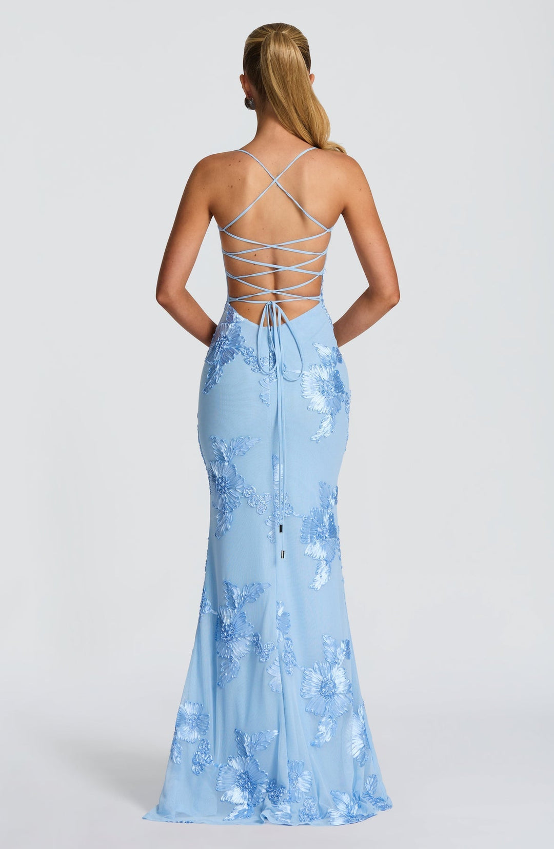 Women's Floral Appliqué Corset Maxi Dress