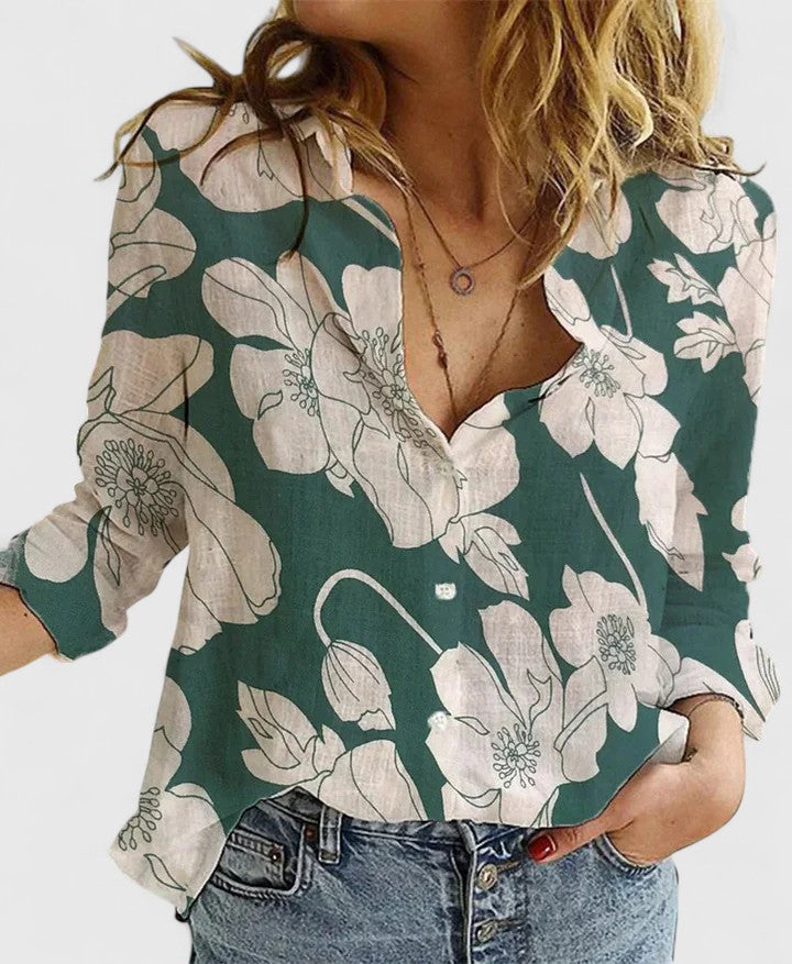 Evie | Women's V-Neck Linen Blouse