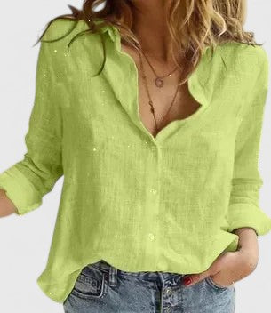 Evie | Women's V-Neck Linen Blouse
