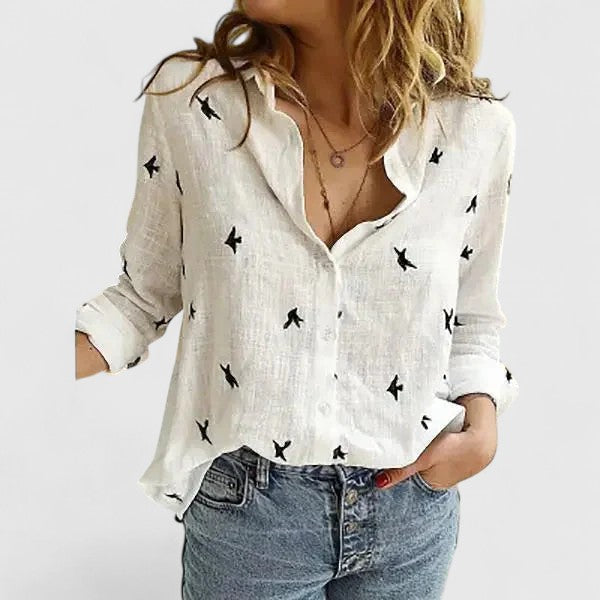 Evie | Women's V-Neck Linen Blouse