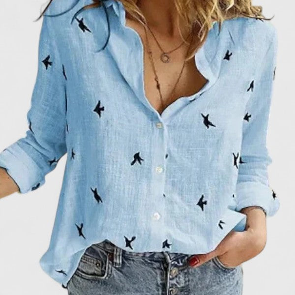Evie | Women's V-Neck Linen Blouse