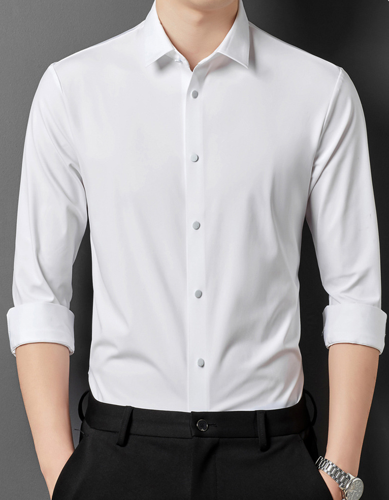 Slim wrinkle-resistant dress shirt for men