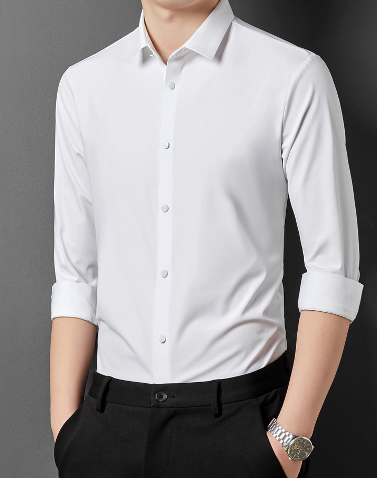 Slim wrinkle-resistant dress shirt for men