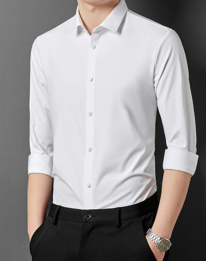 Slim wrinkle-resistant dress shirt for men