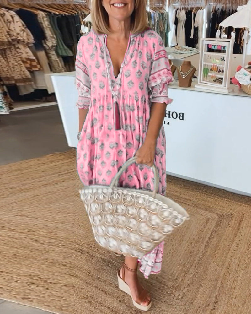 Women's Boho Tassel Midi Dress
