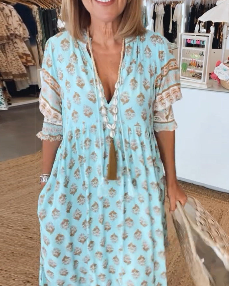 Women's Boho Tassel Midi Dress