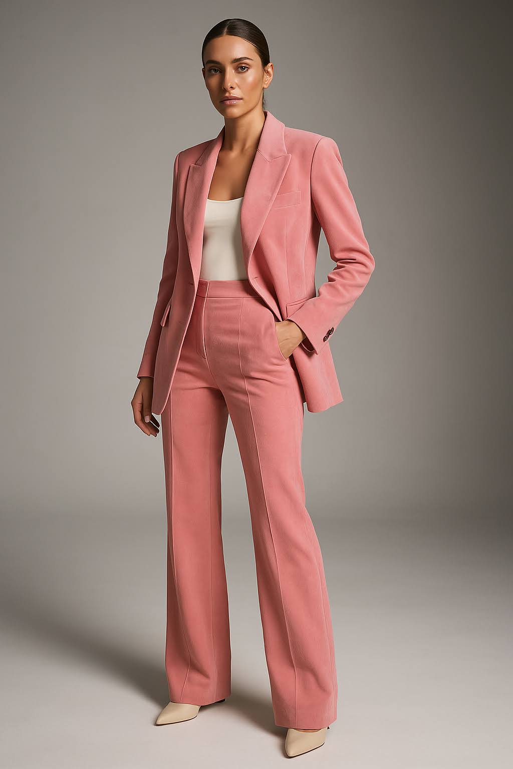Women's Two-Piece Suit Set Blazer Wide Leg Trousers