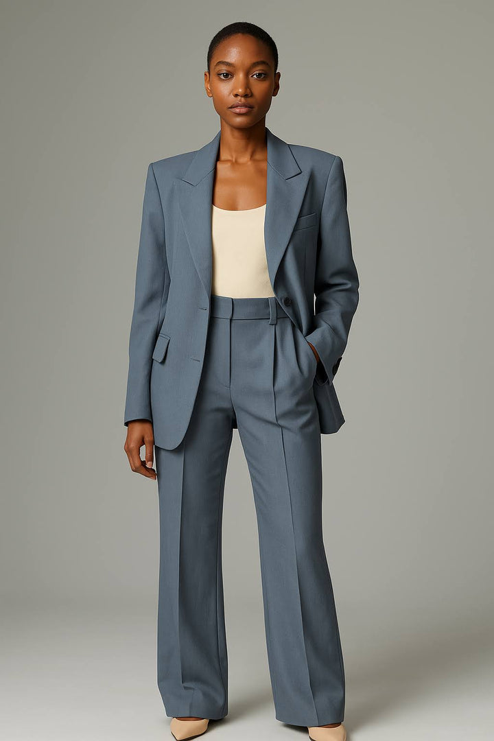 Women's Two-Piece Suit Set Blazer Wide Leg Trousers