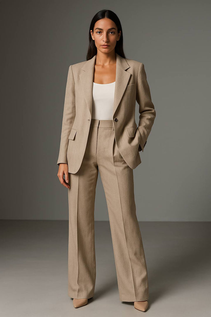 Women's Two-Piece Suit Set Blazer Wide Leg Trousers