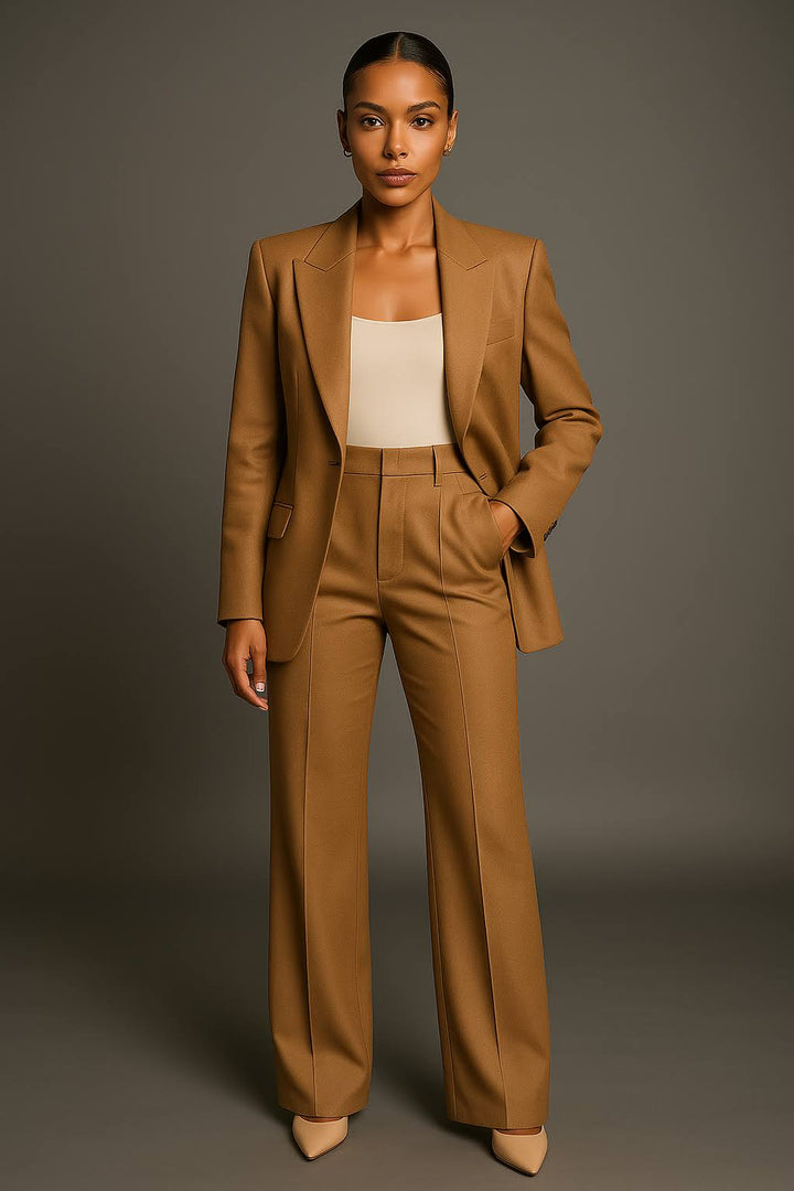 Women's Two-Piece Suit Set Blazer Wide Leg Trousers