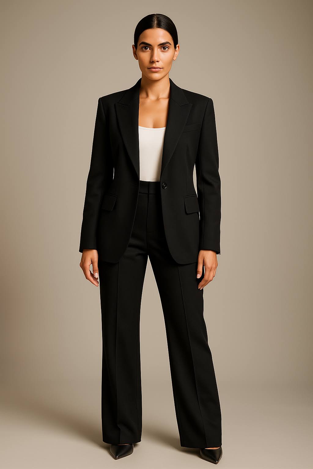 Women's Two-Piece Suit Set Blazer Wide Leg Trousers