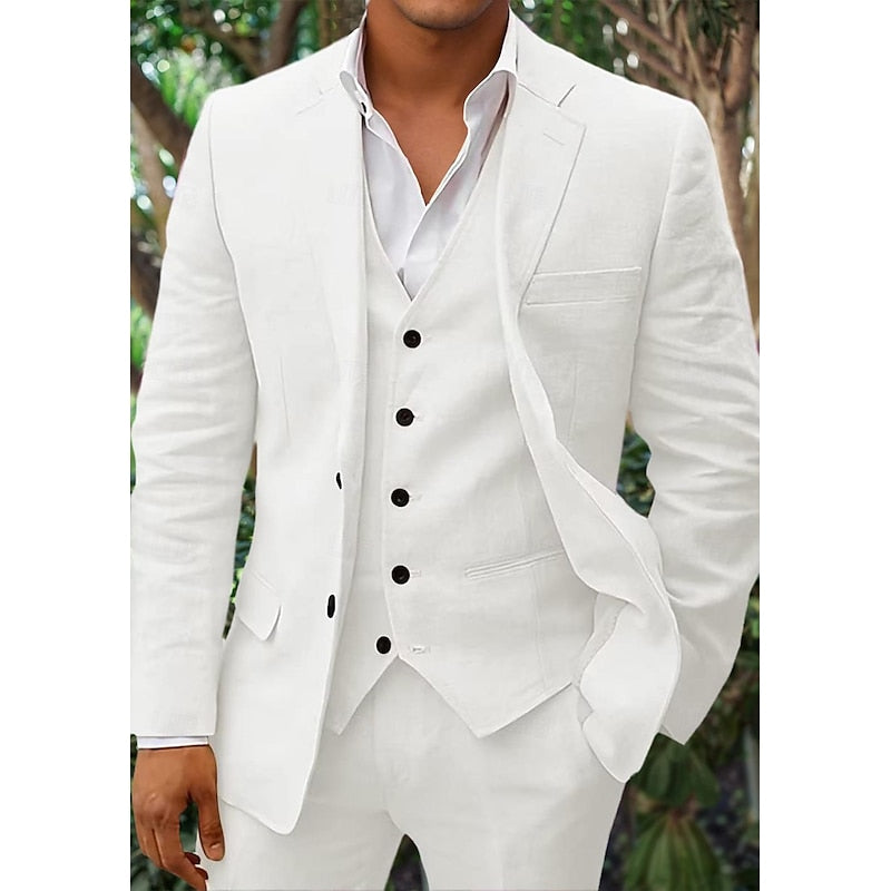Linen three-piece suit set for men
