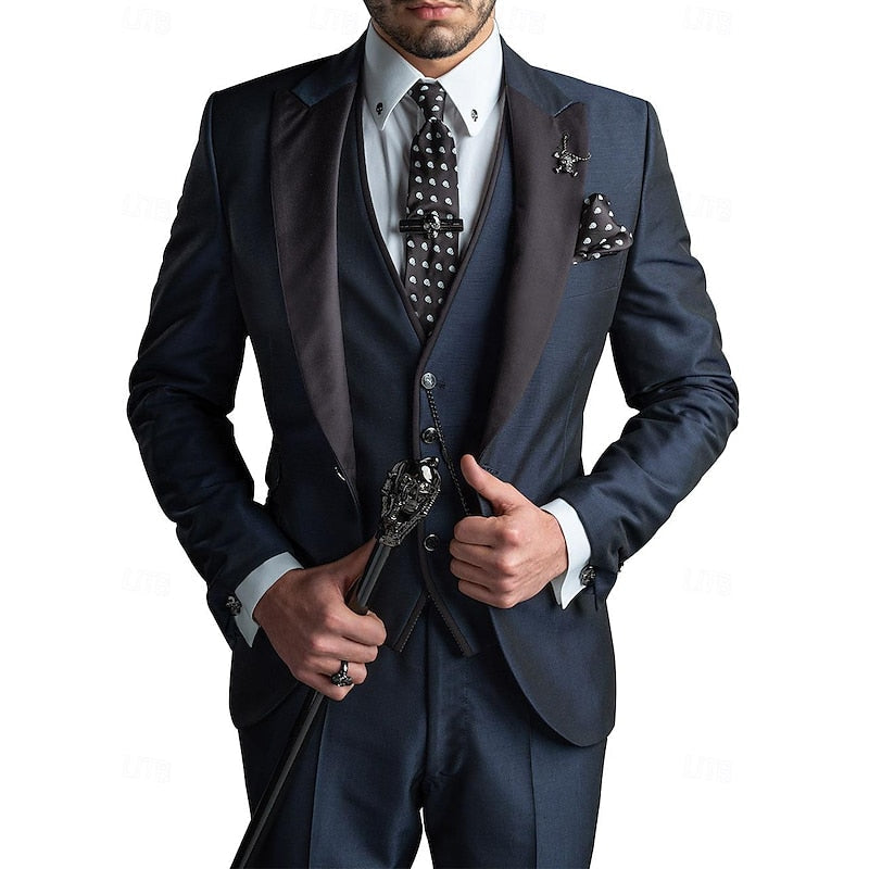 Three-piece linen suit set for men