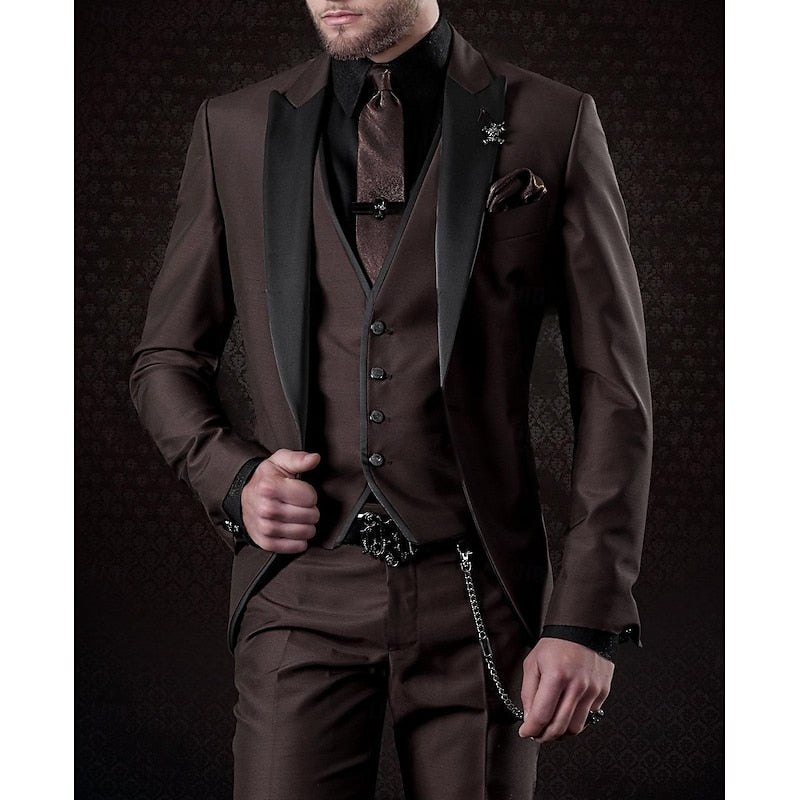 Three-piece linen suit set for men