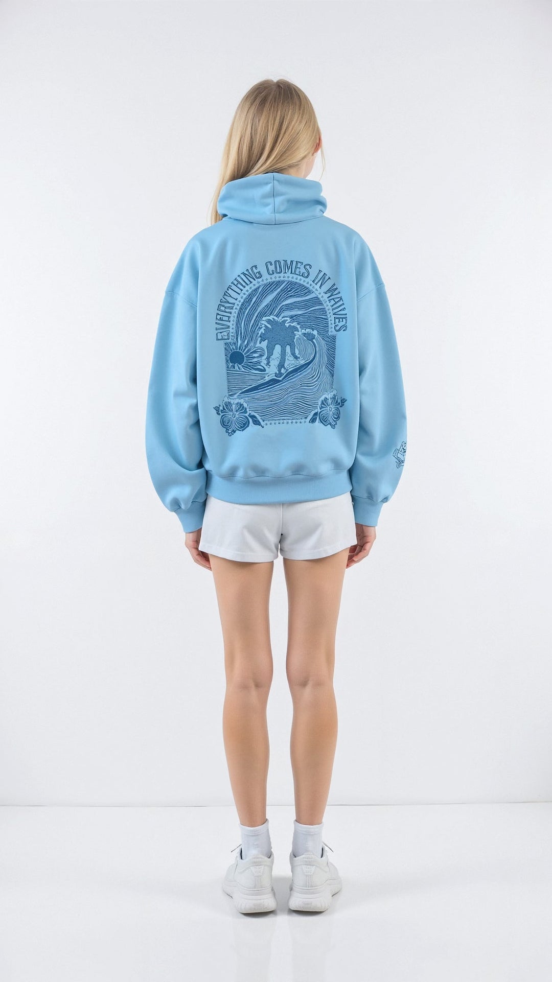 Embroidered hoodie with tropical design for women