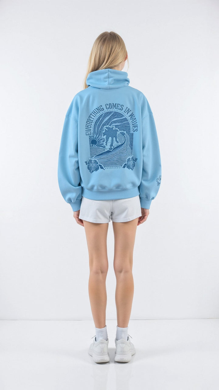 Embroidered hoodie with tropical design for women