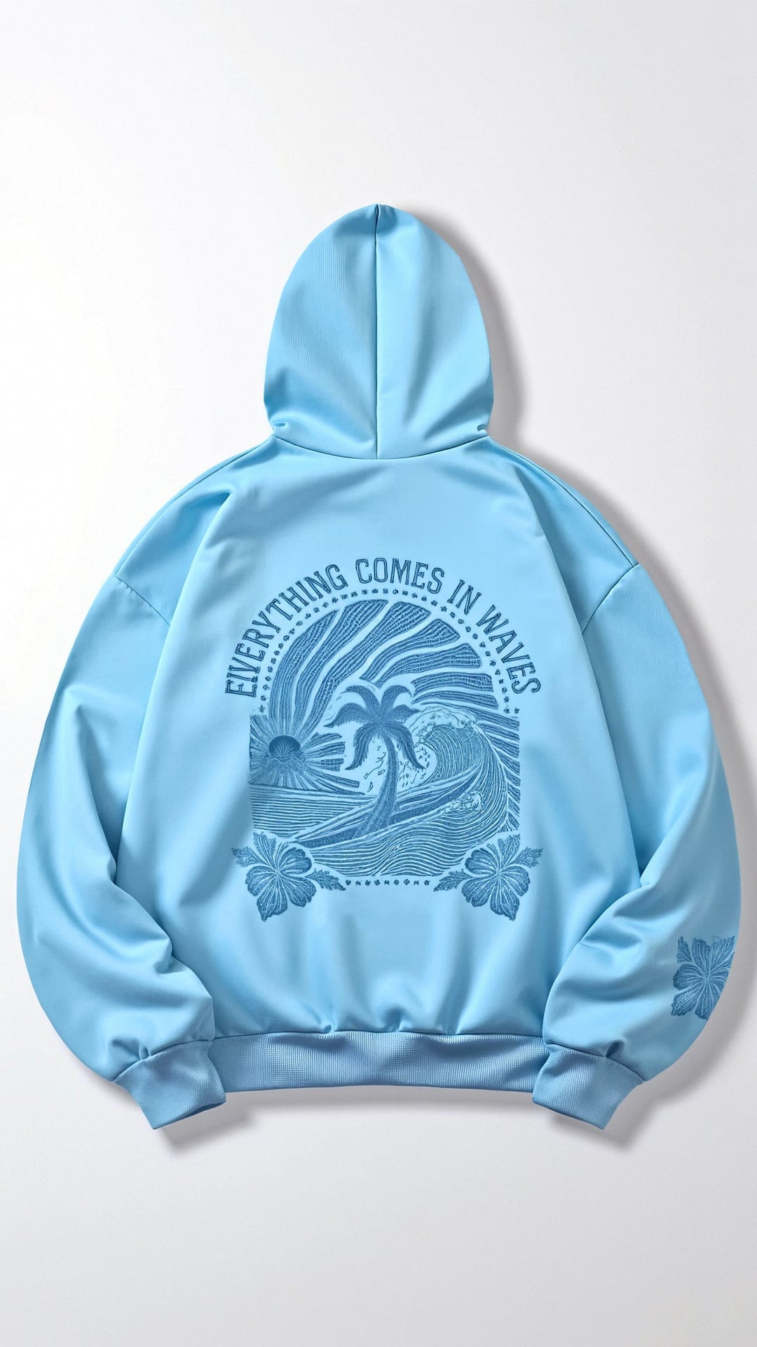Embroidered hoodie with tropical design for women