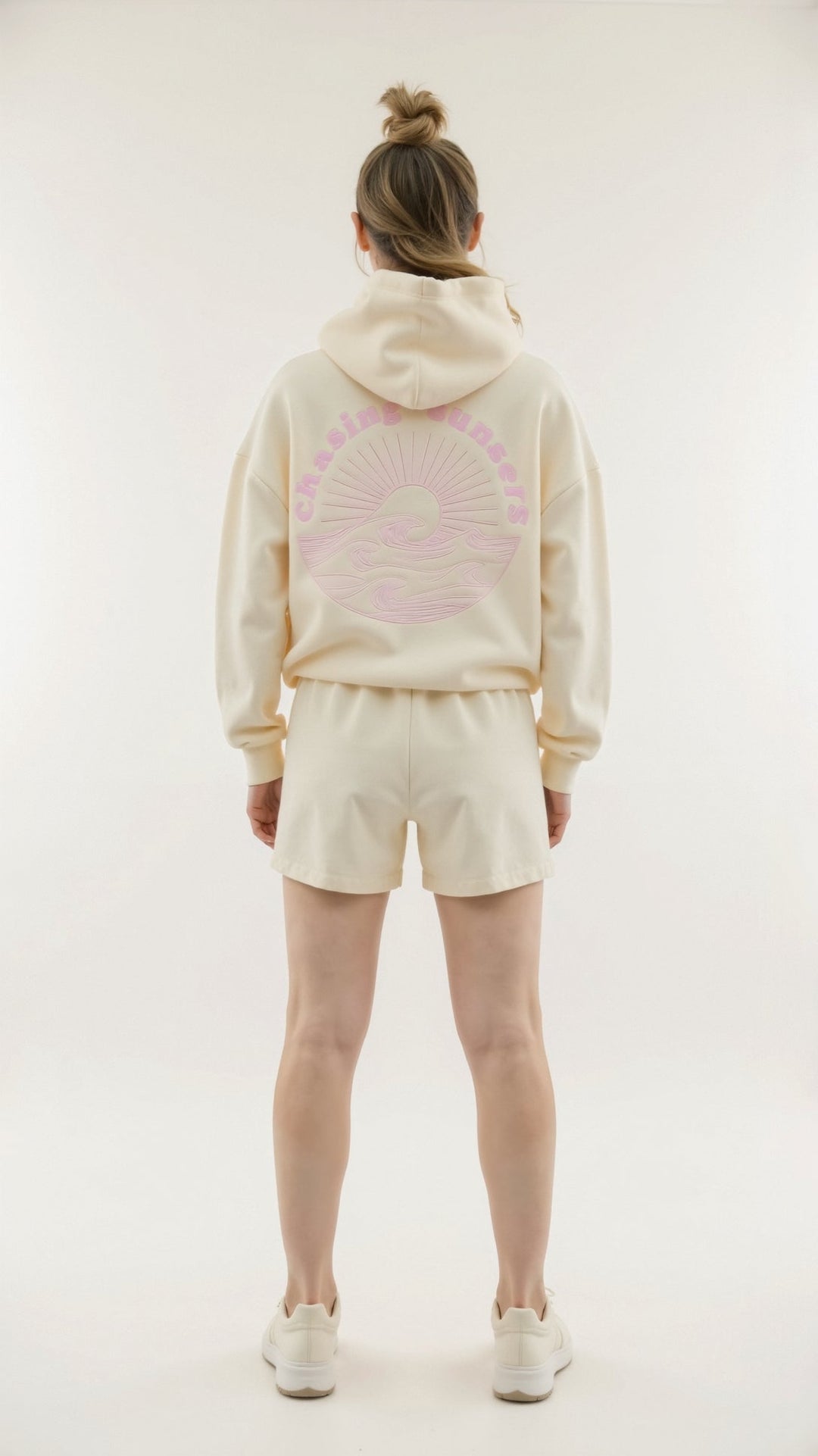 Embroidered hoodie with tropical design for women