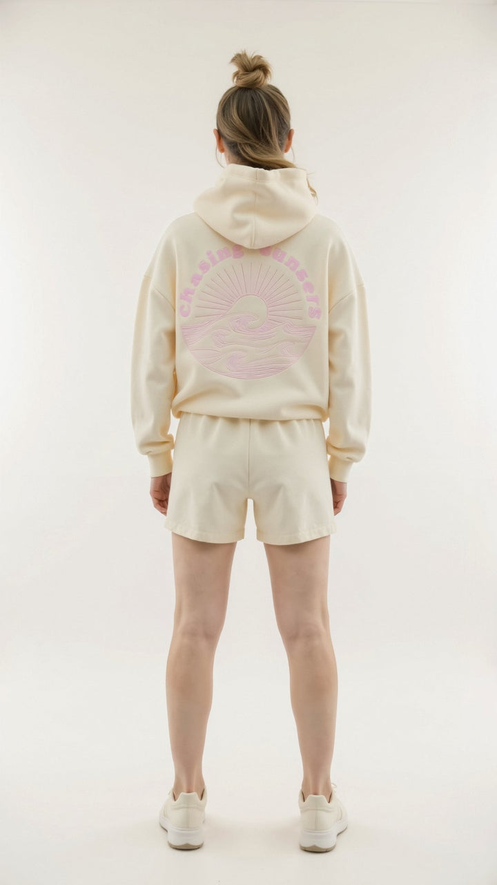 Embroidered hoodie with tropical design for women