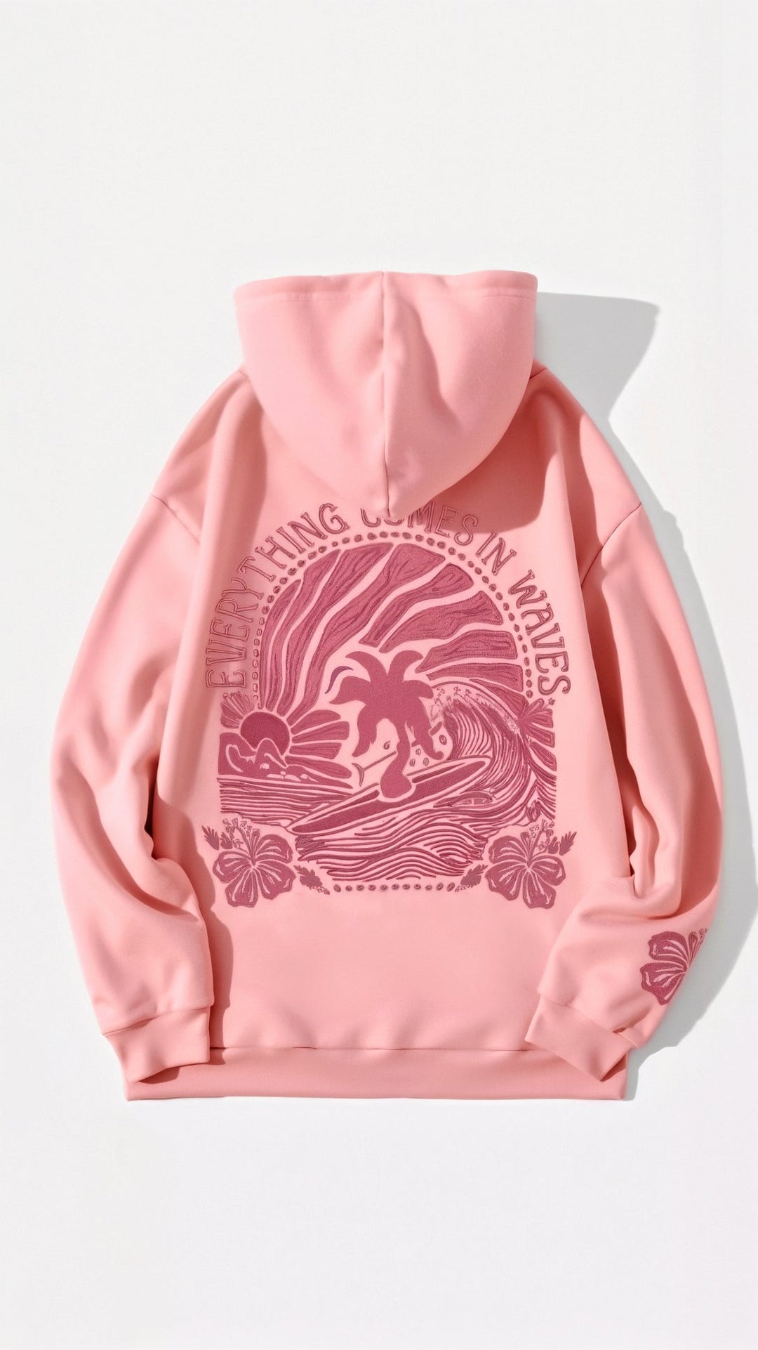 Embroidered hoodie with tropical design for women