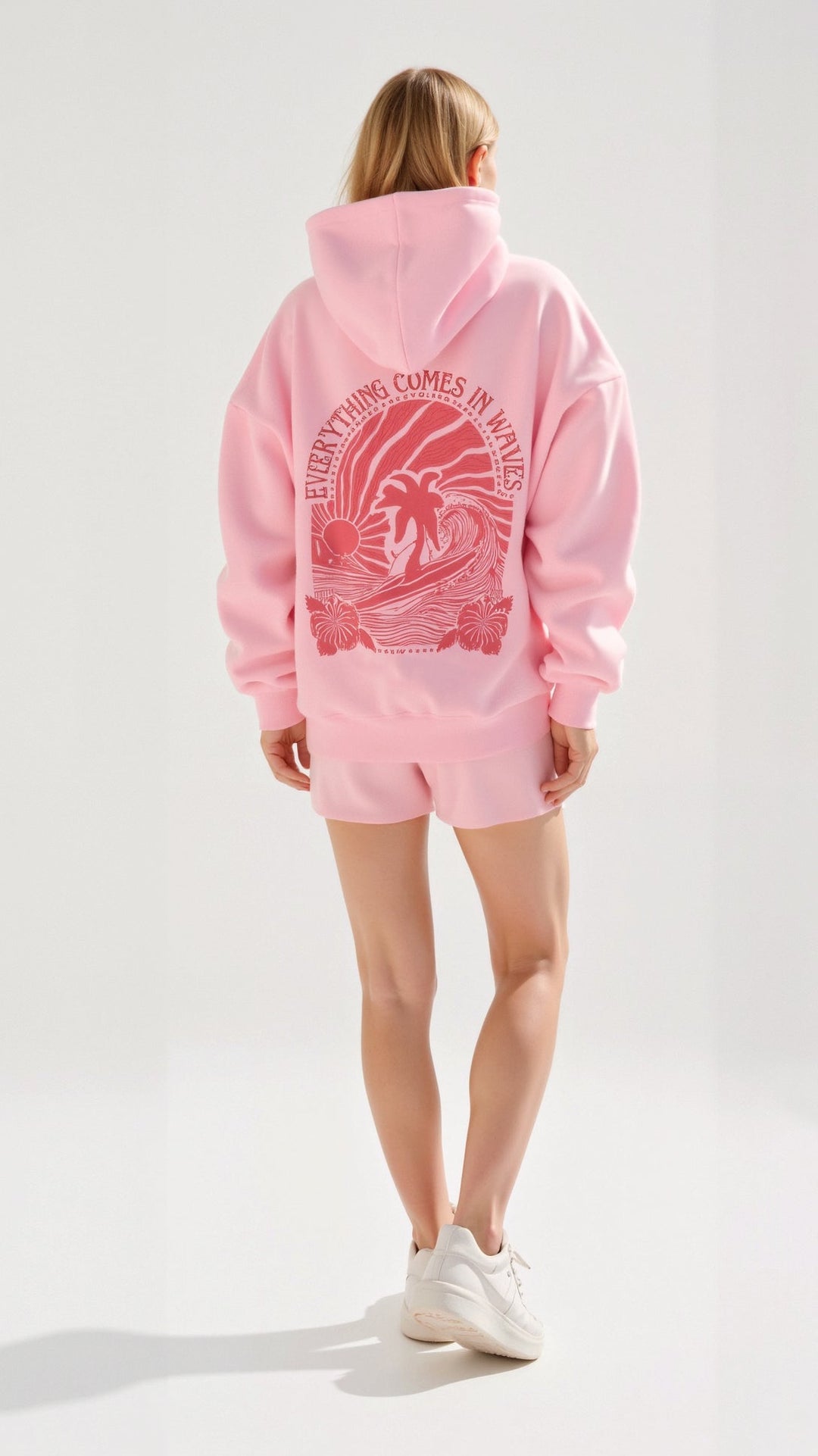 Embroidered hoodie with tropical design for women