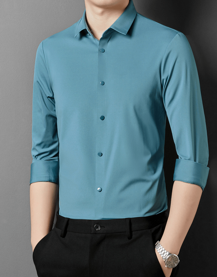 Slim wrinkle-resistant dress shirt for men