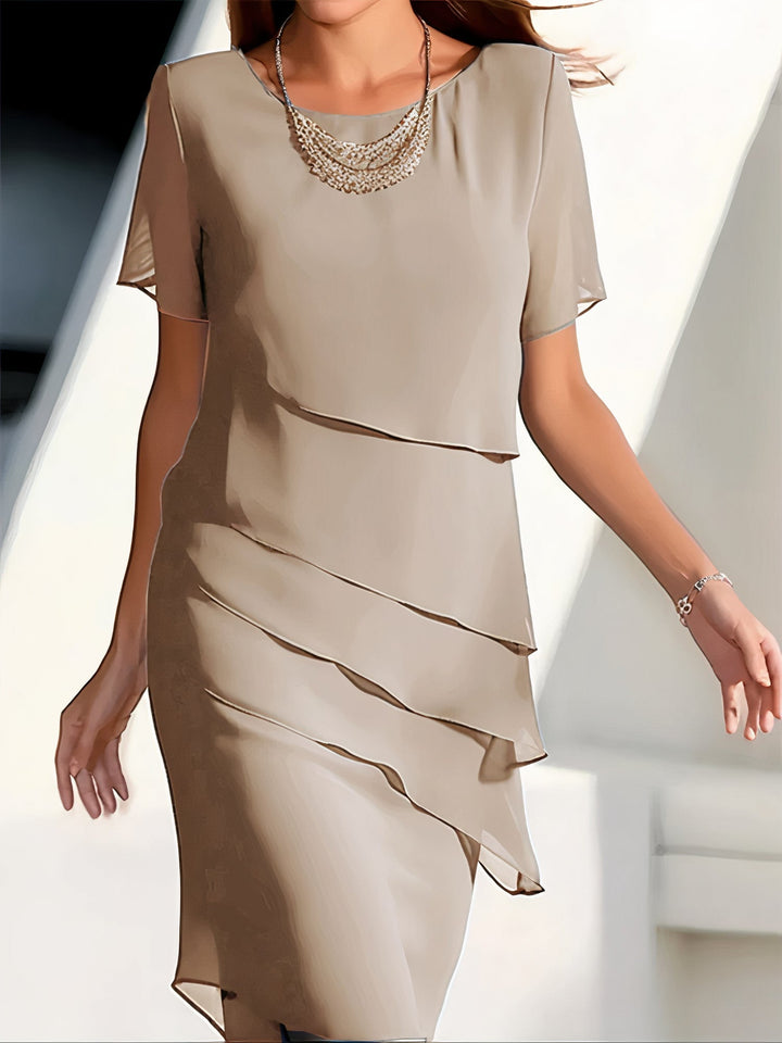Graceful tiered chiffon dress for women