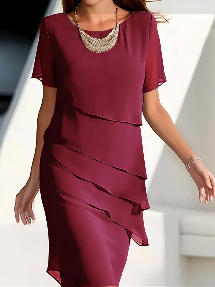 Graceful tiered chiffon dress for women