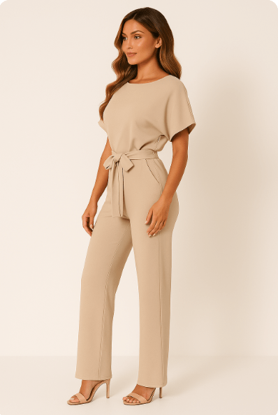 Elegant belted jumpsuit for women
