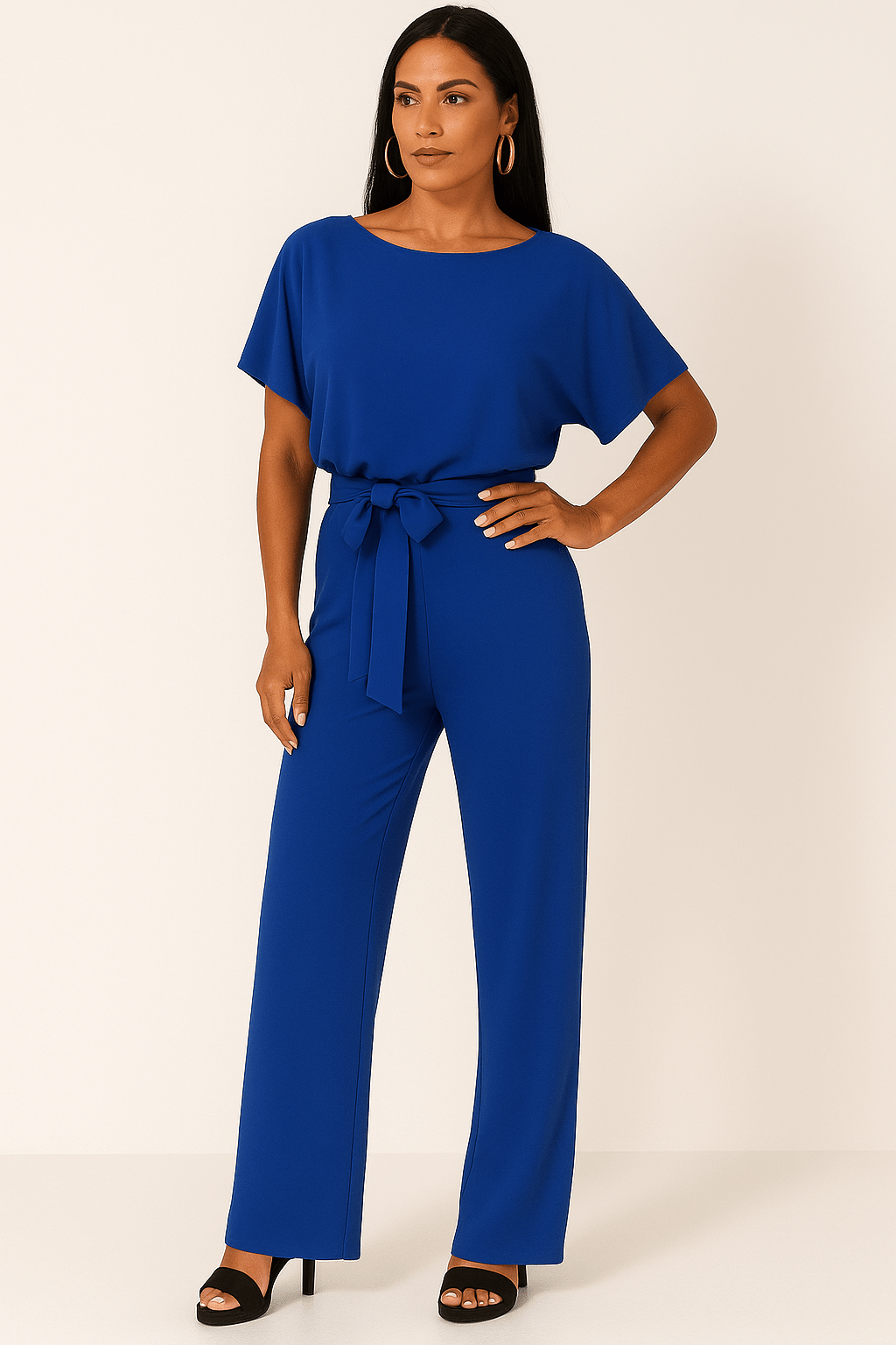 Elegant belted jumpsuit for women