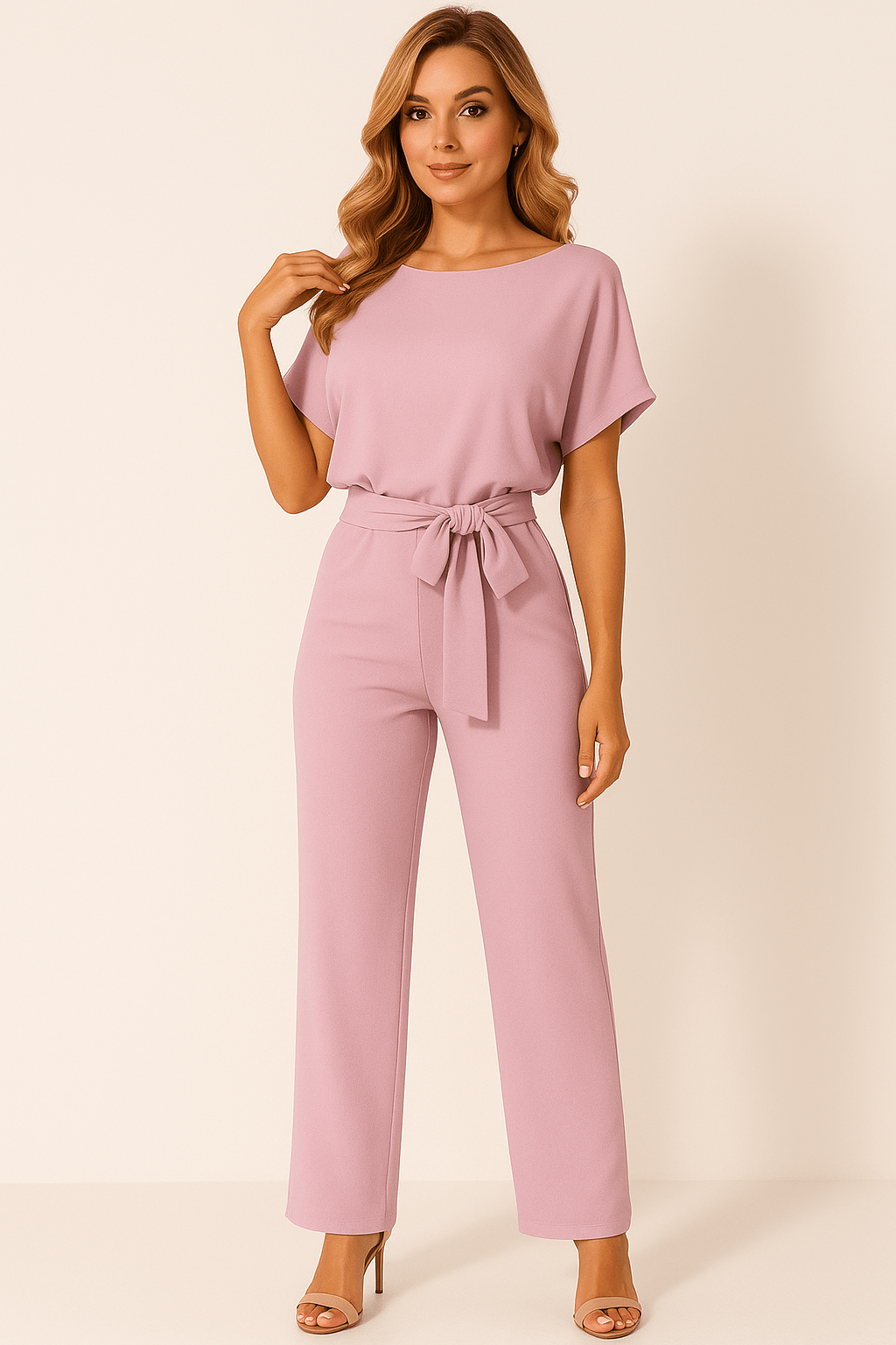 Elegant belted jumpsuit for women