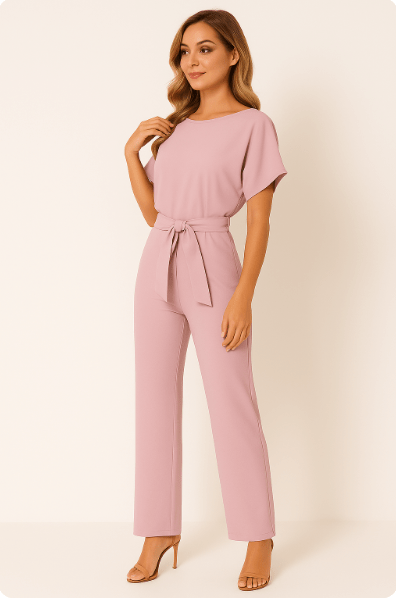 Elegant belted jumpsuit for women