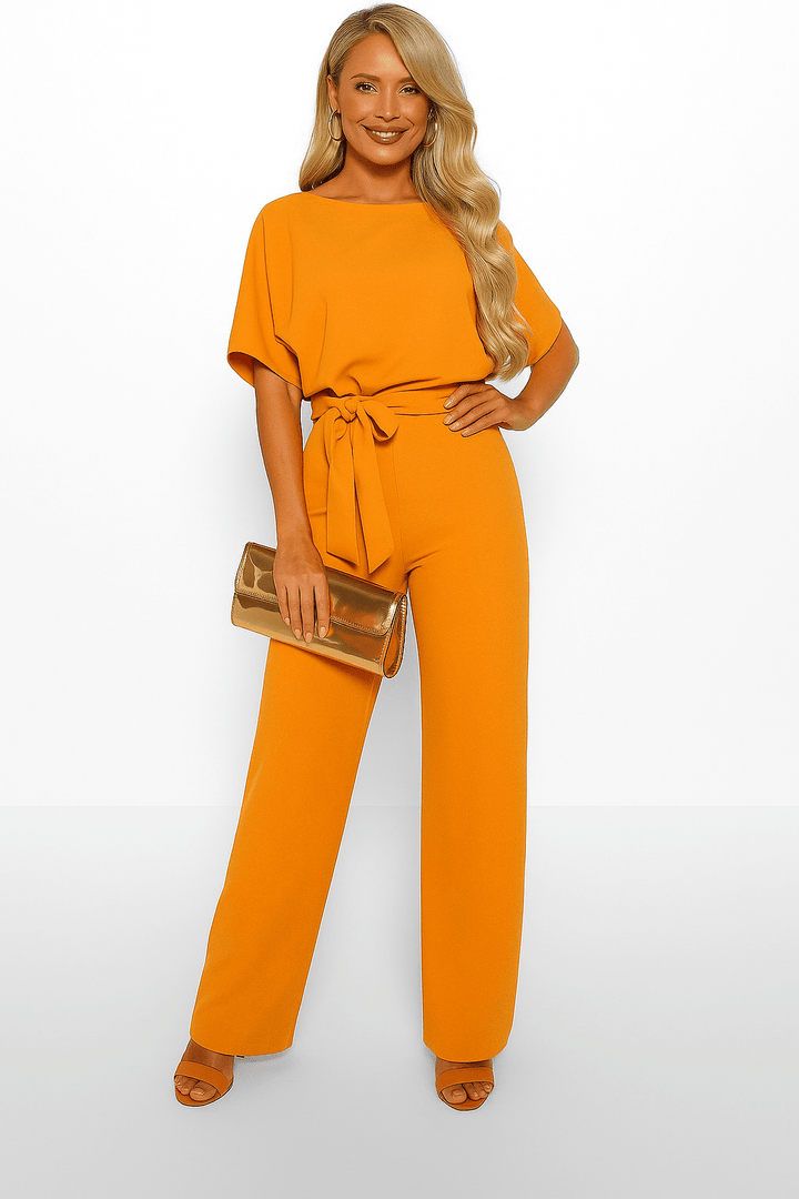 Elegant belted jumpsuit for women