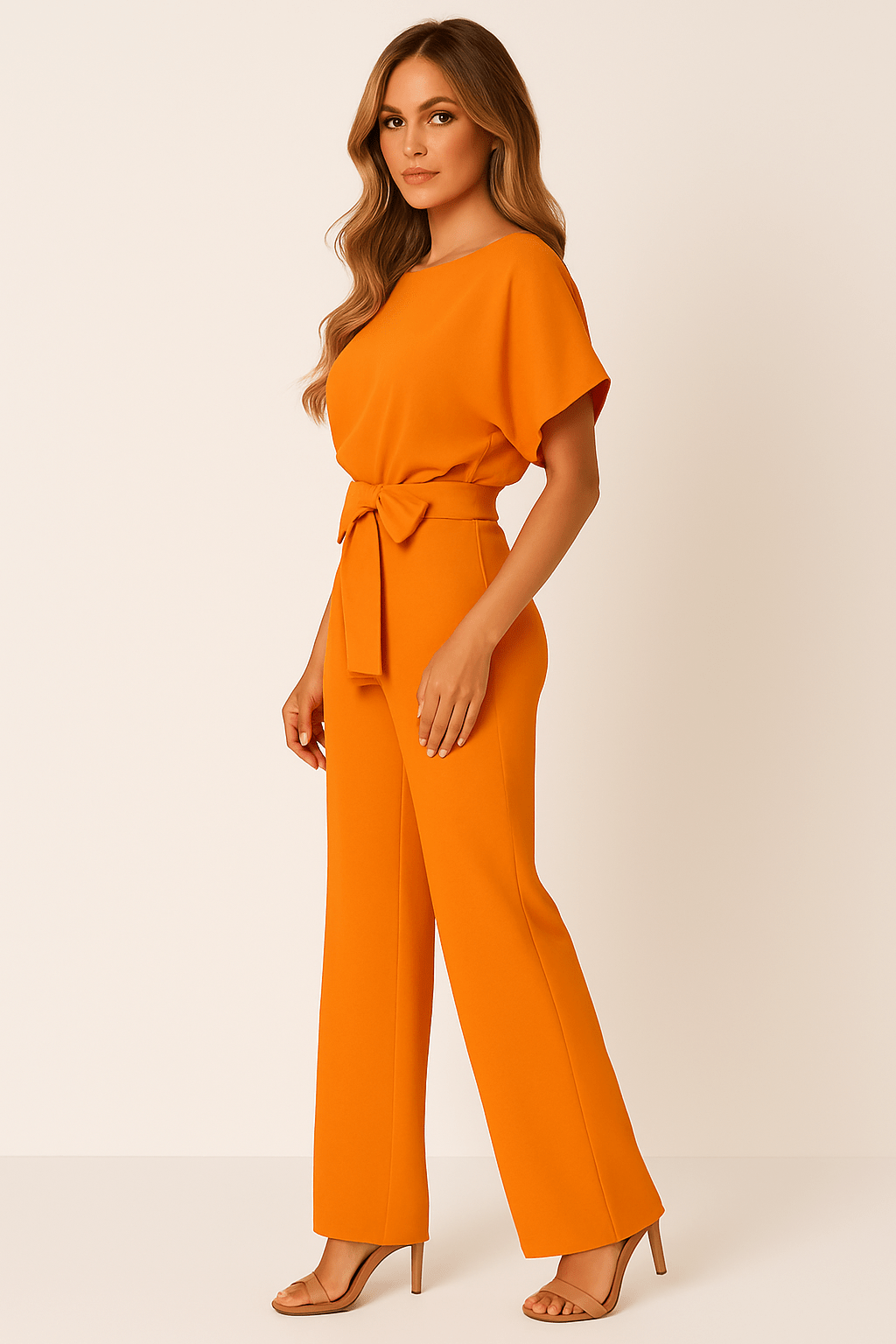 Elegant belted jumpsuit for women