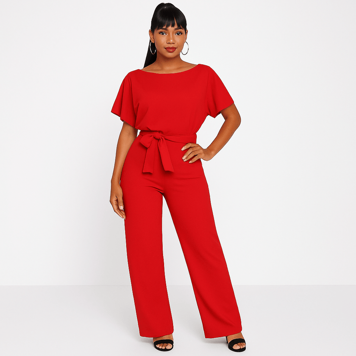 Elegant belted jumpsuit for women