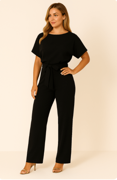 Elegant belted jumpsuit for women