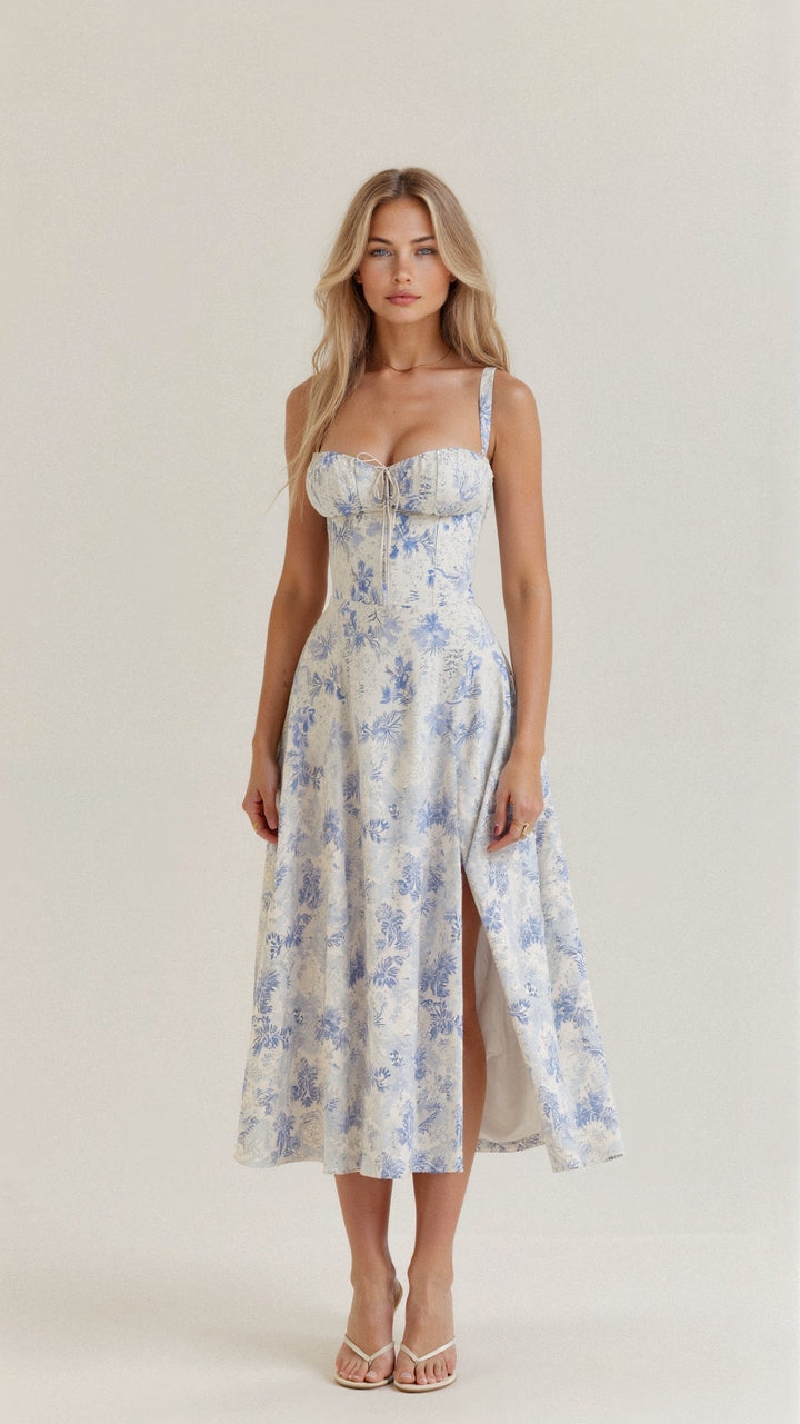 Feminine corset midi dress for women