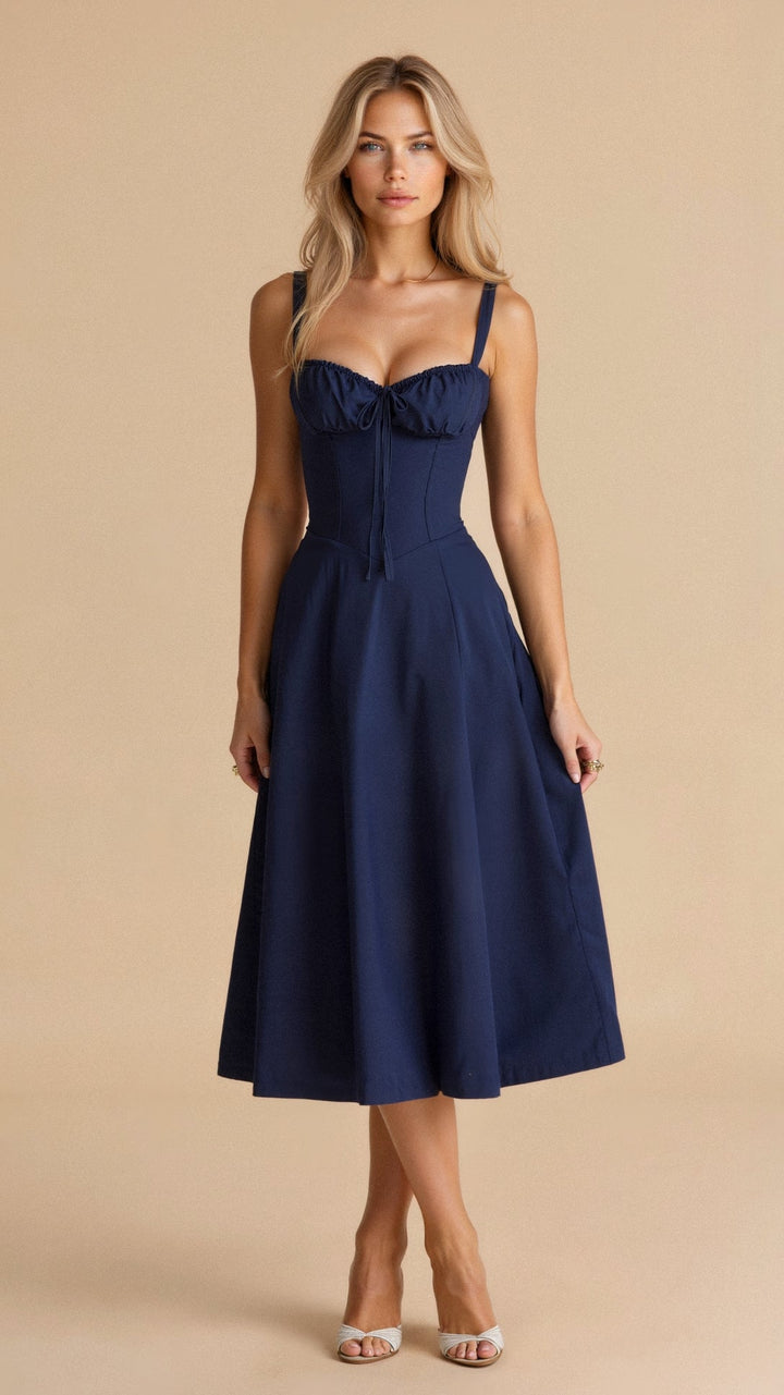 Feminine corset midi dress for women