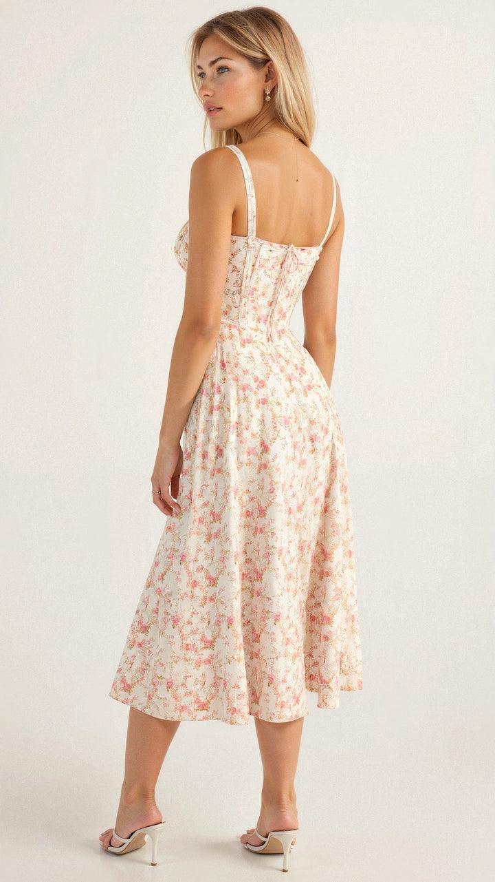 Feminine corset midi dress for women