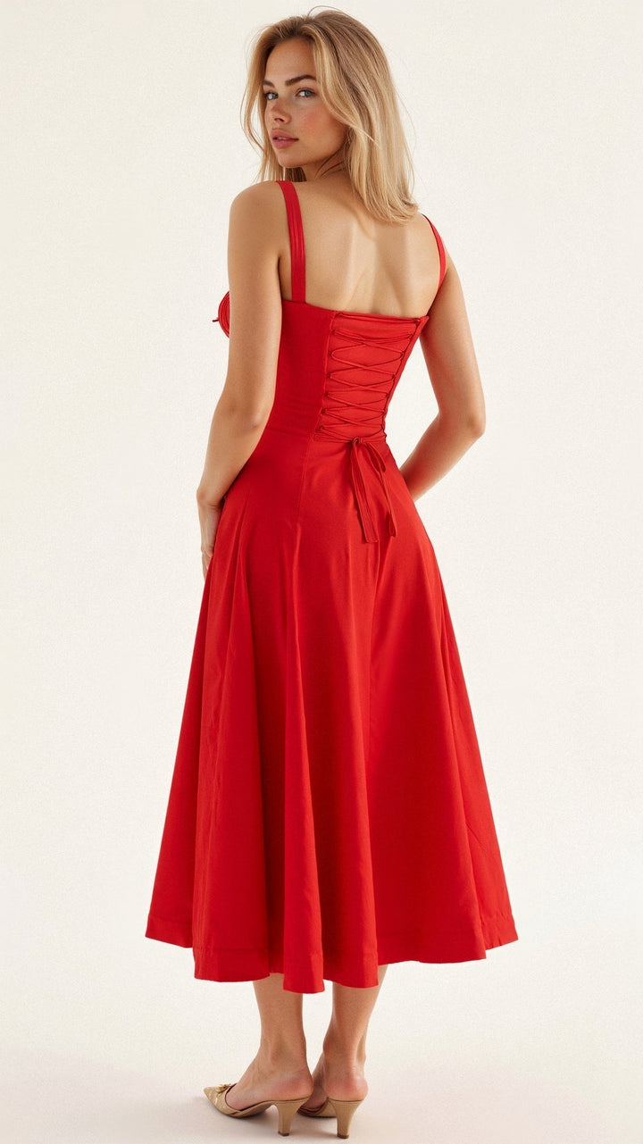 Feminine corset midi dress for women