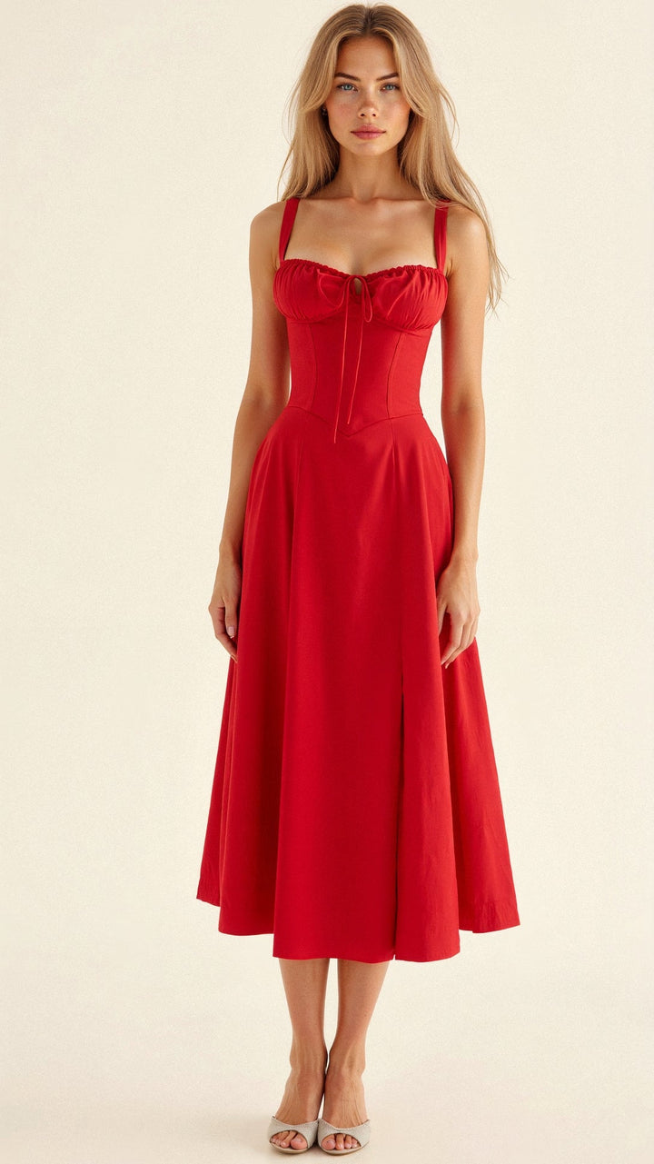 Feminine corset midi dress for women