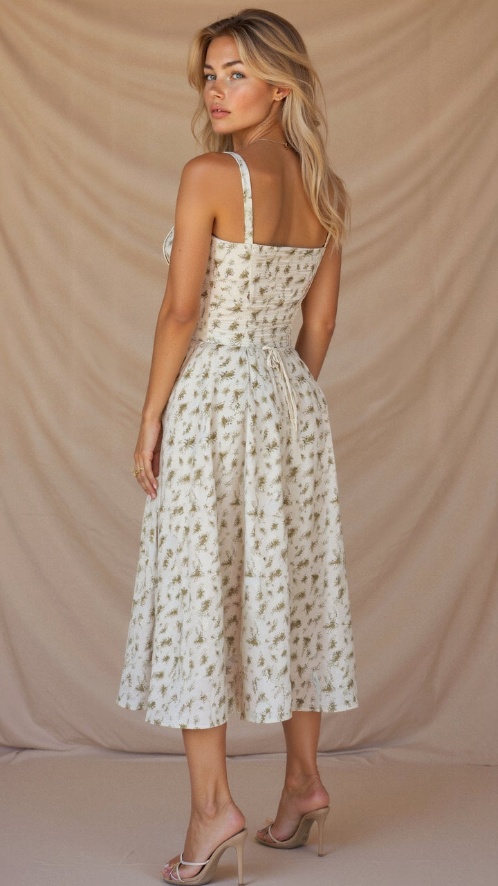 Feminine corset midi dress for women